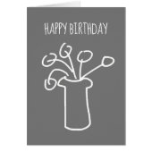 Eenvoudige, moderne bloem wit op grijs (Voorkant)