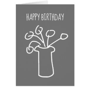 Eenvoudige, moderne bloem wit op grijs