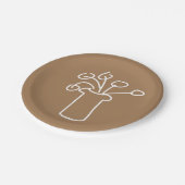 Eenvoudige, moderne bloem wit papieren bordje (Gekanteld)