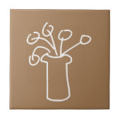 Eenvoudige, moderne bloem wit tegeltje (Voorkant)