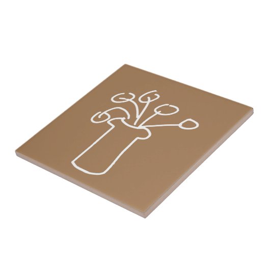 Eenvoudige, moderne bloem wit tegeltje (Zijkant)