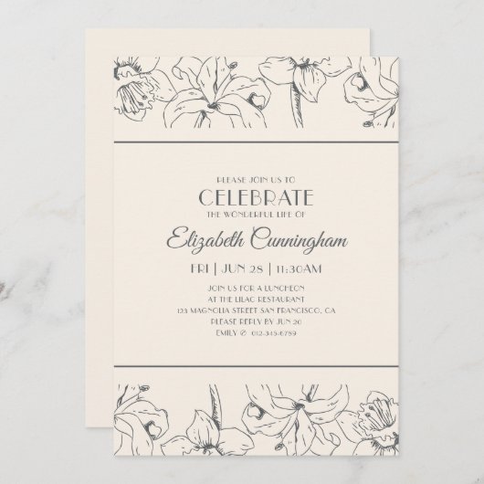 Eenvoudige, moderne, bloementale viering van het l kaart (Voorkant / Achterkant)