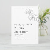Eenvoudige moderne bloemfoto bruiloft save the date (Staand voorkant)