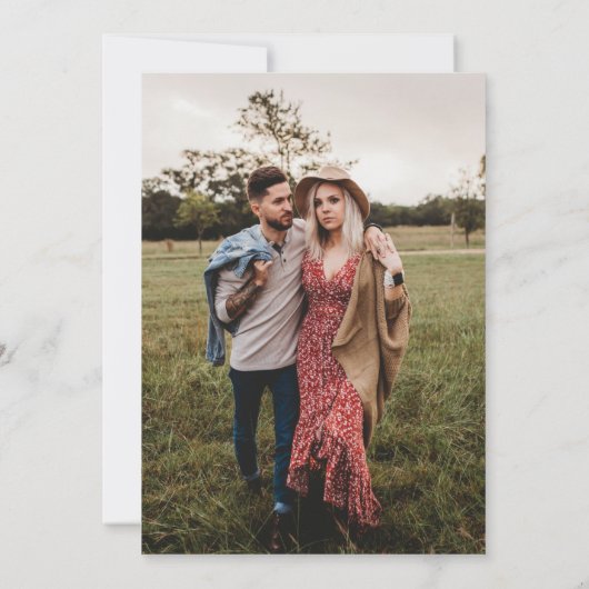 Eenvoudige moderne bloemfoto bruiloft save the date (Achterkant)