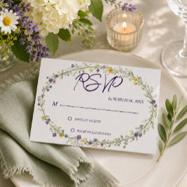 Eenvoudige Moderne Bloemige Klassieke Trouw-RSvp RSVP Kaartje