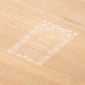 Eenvoudige Moderne Bloemlijn Kunst Witte Huwelijk Acryl Uitnodigingen (Laagn)