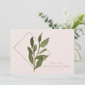 Eenvoudige Moderne Blush Botanische Bruiloftsdouch Kaart (Staand voorkant)