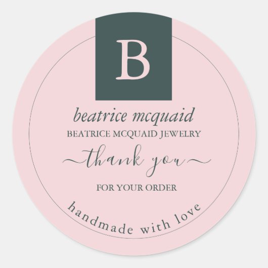 Eenvoudige, moderne Blush Pink Homemade met Liefde Ronde Sticker (Voorkant)