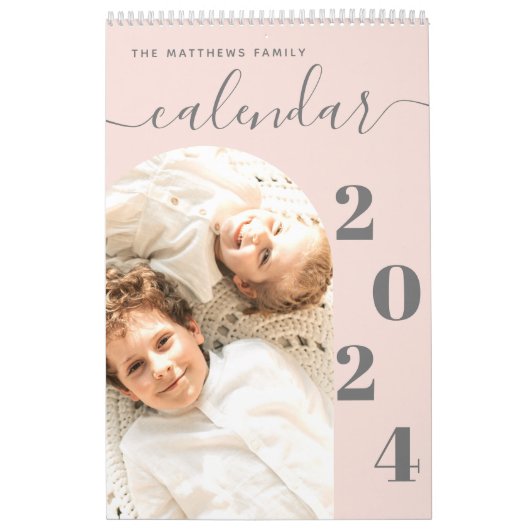 Eenvoudige, moderne Blush roze aangepaste fotoplan Kalender (Hoes)