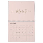 Eenvoudige moderne blush roze gouden script maand kalender (Mar 2026)