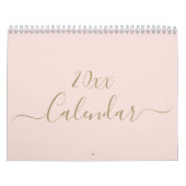 Eenvoudige moderne blush roze gouden script maand kalender (Hoes)