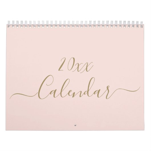 Eenvoudige moderne blush roze gouden script maand  kalender (Hoes)