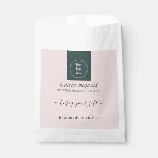 Eenvoudige, moderne Blush Roze uw Logo Gift Bag Bedankzakje (Voorkant)