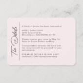 Eenvoudige moderne Blush Wedding Details Informatiekaartje (Voorkant)
