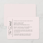 Eenvoudige moderne Blush Wedding Details Informatiekaartje (Voorkant / Achterkant)
