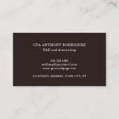 Eenvoudige moderne boekhoudkundige professional visitekaartje (Achterkant)