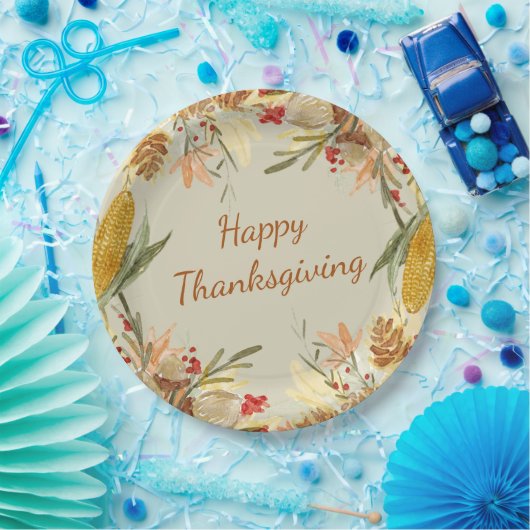 Eenvoudige  moderne boerderij Happy Thanksgiving Papieren Bordje (Feest)