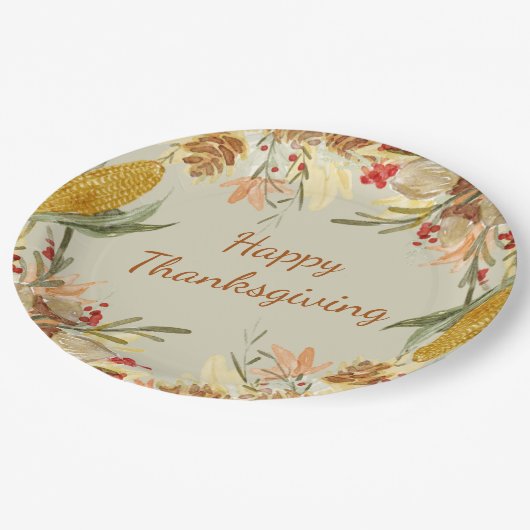 Eenvoudige  moderne boerderij Happy Thanksgiving Papieren Bordje (Gekanteld)