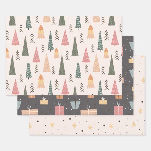Eenvoudige moderne Boho minimalistische kerst Inpakpapier Vel (Set)