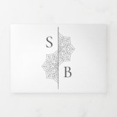 Eenvoudige moderne Boho Monogram Mandala bruiloft Drieluik Uitnodiging (Cover)