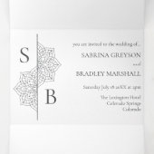 Eenvoudige moderne Boho Monogram Mandala bruiloft Drieluik Uitnodiging (Binnenkant midden)