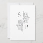 Eenvoudige moderne Boho Monogram Mandala bruiloft Kaart (Achterkant)