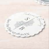 Eenvoudige moderne Boho Monogram Mandala bruiloft Kartonnen Onderzetters (Gekanteld)