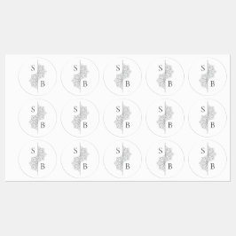 Eenvoudige moderne Boho Monogram Mandala bruiloft Labels