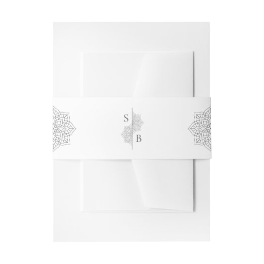 Eenvoudige moderne Boho Monogram Mandala bruiloft Uitnodigingen Wikkel (Voorkant Voorbeeld)