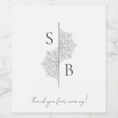 Eenvoudige moderne Boho Monogram Mandala bruiloft Wijn Etiket (Enkel label)