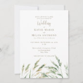 Eenvoudige moderne Boho Waterverf Grass Wedding Kaart (Voorkant)