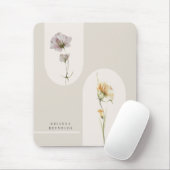 Eenvoudige Moderne Boho Wildbloemen op Neutraal Be Muismat (Met muis)