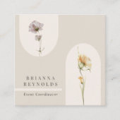 Eenvoudige Moderne Boho Wildbloemen op Neutraal Be Vierkante Visitekaartje (Voorkant)