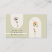 Eenvoudige Moderne Boho Wildbloemen op Sage Green Visitekaartje (Voorkant)