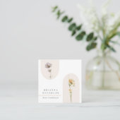 Eenvoudige Moderne Boho Wildbloemen op Wit Vierkante Visitekaartje (Staand voorkant)