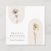 Eenvoudige Moderne Boho Wildbloemen op Wit Vierkante Visitekaartje (Voorkant)