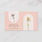 Eenvoudige Moderne Boho Wildbloemen op Zacht Roze Visitekaartje (Voorkant)