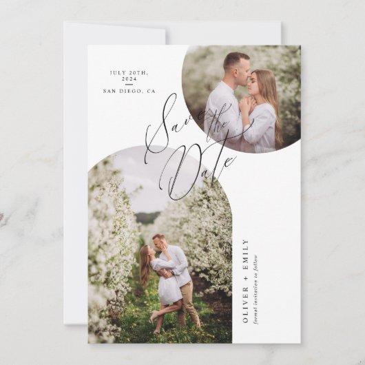 Eenvoudige moderne boog cirkel foto opslaan van de kaart (Voorkant)