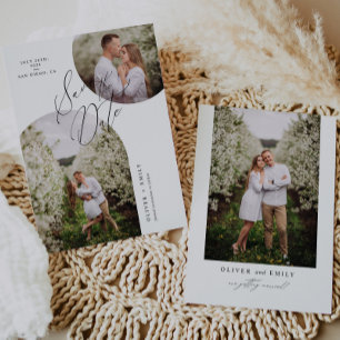 Eenvoudige moderne boog cirkel foto opslaan van de kaart