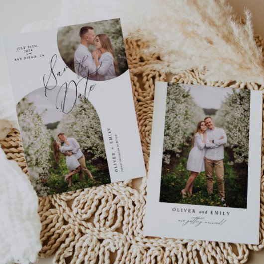 Eenvoudige moderne boog cirkel foto opslaan van de kaart