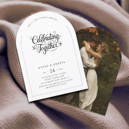 Eenvoudige moderne boog foto bruiloft koppels douc kaart