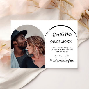 Eenvoudige moderne boog foto bruiloft save the date