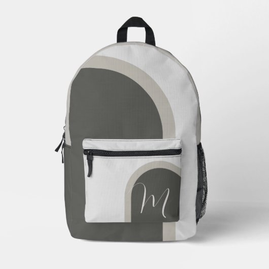 Eenvoudige Moderne Boog met Monogram Initiaal Bedrukte Rugzak (Voorkant)