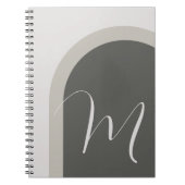 Eenvoudige Moderne Boog met Monogram Initiaal Notitieboek (Voorkant)