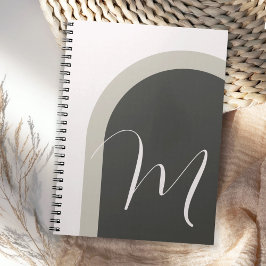 Eenvoudige Moderne Boog met Monogram Initiaal Notitieboek