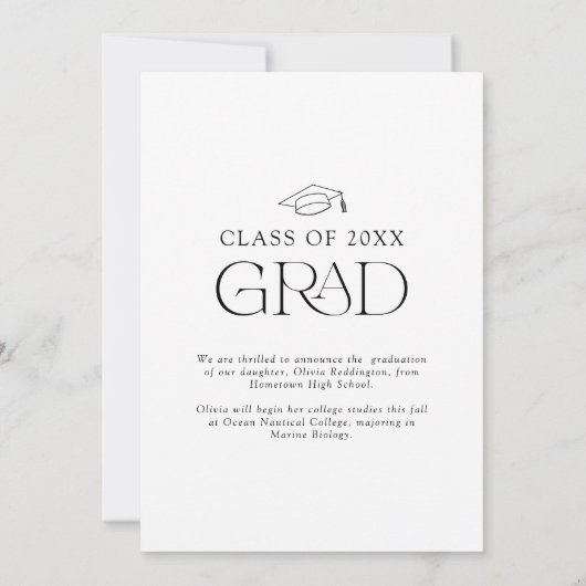 Eenvoudige moderne boog typografie foto Afstudeerd Aankondiging (Achterkant)