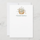 Eenvoudige moderne botanische bloemen en bladeren notitiekaartje (Voorkant)