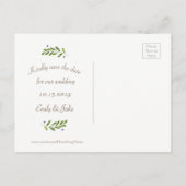 Eenvoudige moderne botanische bruiloft Save the Da Aankondigingskaart (Achterkant)