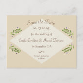Eenvoudige moderne botanische bruiloft Save the Da Aankondigingskaart (Voorkant)
