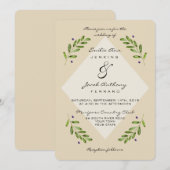 Eenvoudige moderne botanische Casual bruiloft uitn Kaart (Voorkant / Achterkant)